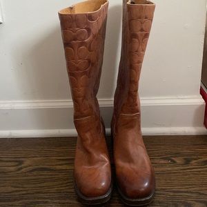 Frye Coach embossed leather boots